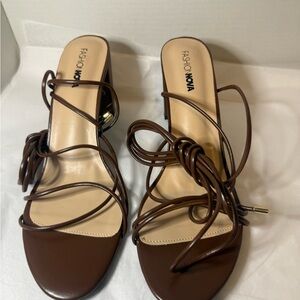 Fashion Nova Brown Strappy Heels Sandals Size 11